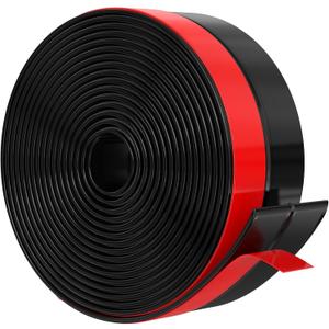 2026 New Upgrade Wide Silicone Weather Stripping Door Seal with Strong Adhesive 3" x 17 ft, Draft Stopper Tape for Door Frame, Side and Bottom Gaps Strip for Glass Shower, Black