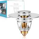 3 x Universal Sink Stopper with Hair Catcher, Faster Drainage, Bathroom Sink Drain Strainer in Brass, Pop Up Drain Cover, Basin Plug for 1.04~1.97 Inch Drain Hole