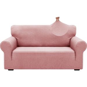 ZNSAYOTX 1 Piece Jacquard Couch Covers for 2 Cushion Couch High Stretch Loveseat Slipcover for Pets Dogs Anti Slip Love Seat Sofa Slipcover Furniture Protector (Medium,New Pattern Rose) (Medium (55"-69"))