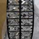 Piepooye 5 Lights Modern Crystal Chandelier Black Round Semi Flush Mount Ceiling Light Fixture Farmhouse Chandelier for Dinning Room Living Room Bedroom Hallway Entryway Kitchen, 15 Inch