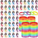 Barydat 100 Pcs Easter Jesus Toys Little Mini Jesus Figures Jesus Loves You Silicone Bracelets Easter Christian Wristbands Bible Verse Bracelets for Sunday School Religious Baptism