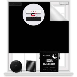 Magnetic Blackout Blind 100% Blackout Curtain DIY Window Blinds Black Out Window Shades for Baby Nursery,Cut to Any Size/Shape (118"x57") (Black)