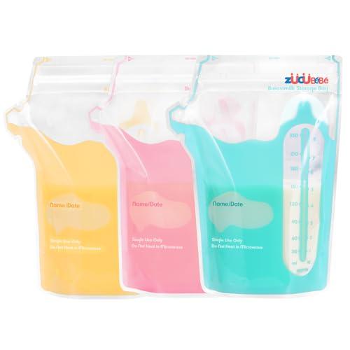 ZÜCÜBéBé Breastmilk Storage Bags(90 Count)，8oz Milk Storage Bags for Breastfeeding，BPA Free with Easy Pour Spout, Self Standing, for Refrigeration and Freezing