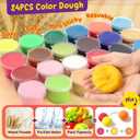4 in 1 Playdough Sets for Kids Ages 4-8, 24 Colors Dough Accessories with Ice Cream/ Noodles/ Cake Makers, Kitchen Pretend Play Tools Kit, Birthday Gifts Toys for Toddlers Boys Girls 3 4 5 6 7 8