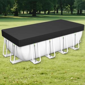 12x24Ft Rectangle Pool Cover for Above Ground Pools [ Upgrade 420D ] Swimming Pool Cover for 12x24Ft Rectangular Frame Pools with Elastic Band & Ground Nails, Hook and Loop Fastener, Super Windproof