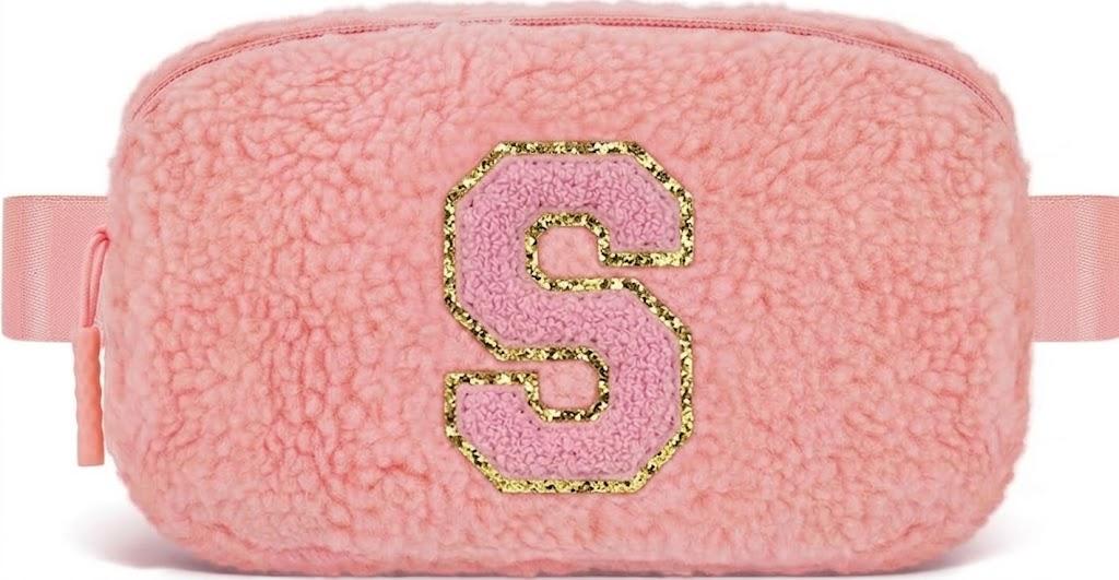 Uygafly Belt Bag with Initials,Fanny Packs Crossbody Bags for Women Girls Kids,Birthday Graduation Gifts for 5 6 7 8 9 10 11 12 13 14 15 16 Year Old Girl,Trendy Cute Purse Stuff - S, Peach