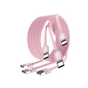 USB Type C Cable Pink, (3.3/6.6/10FT)