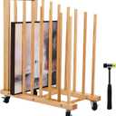 Art Storage Rack with Caster Wheels, Art Drying Rack, Wooden Canvas Storage, Painting Rack, Canvas Organizer Drying Rack for Studios, Artworks, Gallery Art Rack for Display of Canvas, Prints, Panels