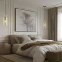 Modern Brass Pendant Lights Kitchen Island 2 Pack Glass Pendant Light Fixtures, 9.5'' Farmhouse Gold Pendant Light Kitchen Pendant Lighting Over Island for Sink, Bathroom, Bar,Dining Room