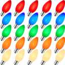 25 Pack Vintage C9 Light Bulbs, Ceramic Multicolor C9 Christmas Light Bulbs - for Colored Xmas Lights Outdoor Replacement Bulbs & Indoor Outdoor Christmas Tree Light Replacement Bulbs, E17 Base, 7W