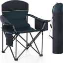 Camping Folding Chair, Heavy Duty Oversized Portable Outdoor Chair, Foldable Camp Chair with Cup Holder and Cooler Bag Support 450 LBS, Green (Single Pack)
