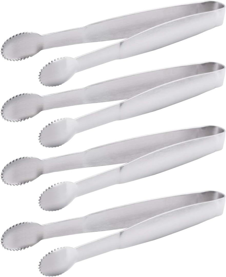 Mini Serving Tongs 5-Inch Stainless Steel Small Appetizer Tongs, Set of 4
