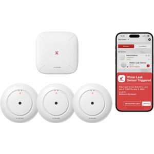 X-Sense Wi-Fi Water Leak Detector, Smart Water Sensor Alarm, Water Detector Alarm with 1700 ft Transmission Range for Kitchens, Basements, Bathrooms, 3 Water Detectors & 1 Base Station, Model SWS54