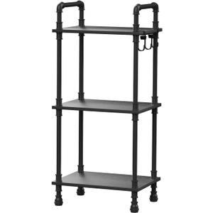 Aduanbang 4-Tier Industrial Pipe Ladder Shelf, Vintage Style Bookshelf, Freestanding Storage Rack Organizer for Living Room, Bedroom, Kitchen (Black(3-Tier))