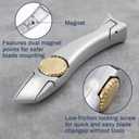 WILLBOND 2 Sets Navajas Roofing Heavy Duty Shark Vinyl Knife with Utility Knife Blades Replacement Roofing Tools Carpet Blade Cutter for Indoor Outdoor (Silver)