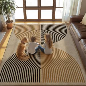 Washable 8x10 Rainbow Modern Woven Indoor Outdoor Area Rug for Living Room
