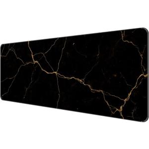 Dynippy Thin Extended Gaming Mouse Pad 31.5 * 11.8 * 0.08 inch with Stitched Edges Large Mousepad Long XXL Keyboard and Mouse pad Desk Mat for Gaming Office & Home - Black Gold Marble