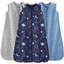Unnivoll Baby Sleep Sack 12-18 Months 3 Pack 100% Cotton Lightweight 0.5 TOG Wearable Blanket Baby Sleep Bag with 2-Way Zipper for Infant Toddler Blue