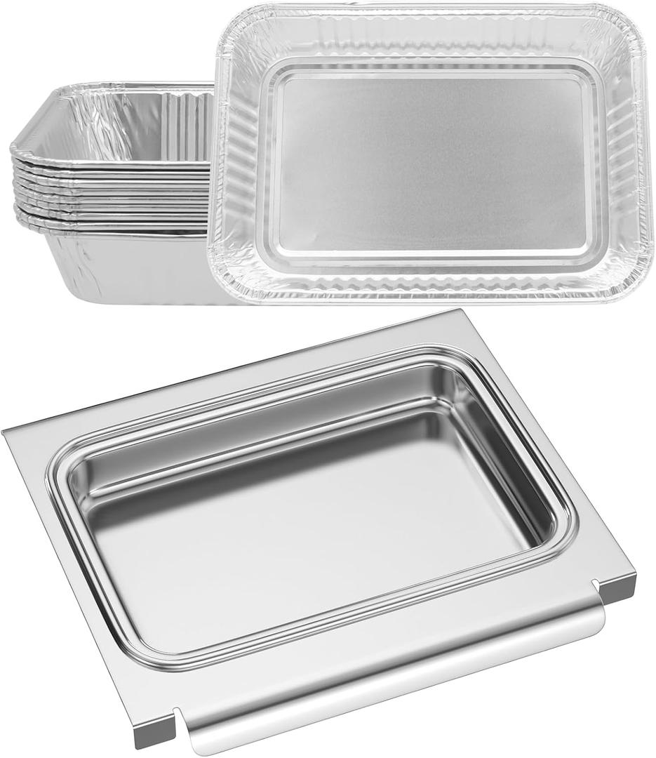 67047 Grease Catch Pan for Weber Spirit I&II 200/300, Genesis II&LX 200/300 Series, Grill Drip Tray with 6415 Aluminum Foil Drip Pans Liners Replacement Parts for Weber Traveler 67047 83156 6415