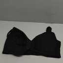 Ribbed Bras for Women Front Closure No Underwire Comfort Senior Wireless Snap Closing Bra (Black) 38D