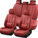 Coverado Car Seat Covers Full Set, Seat Covers for Cars, Red Car Seat Covers Front Seats and Back Car Seat Protector Waterproof, Leather Car Seat Cushion Universal Fit for Most Cars Blue