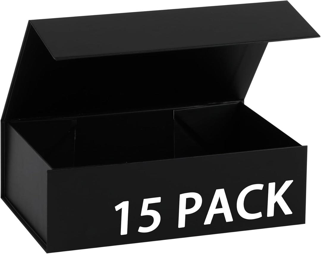 15 Pack Magnetic Gift Box With Lid 9.5x6x3,Black Gift Boxes Bulk,Luxury Bridesmaid Proposal Box,Small Magnetic Closure Box Boxes For Presents,Wedding,Business
