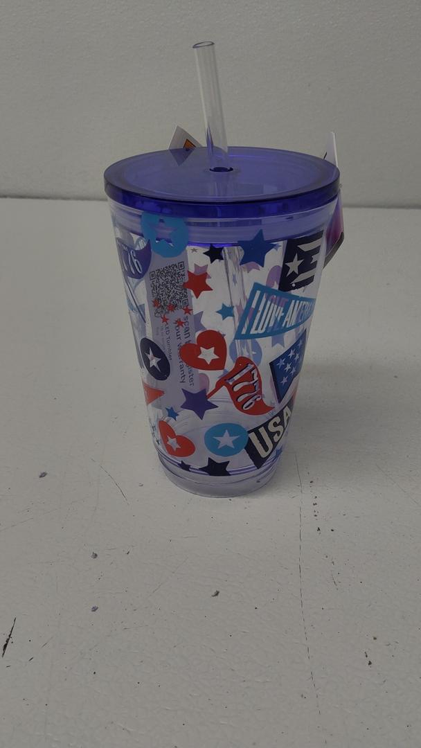 USA  Patriotic 16 oz Insulated Straw Tumbler with Lid