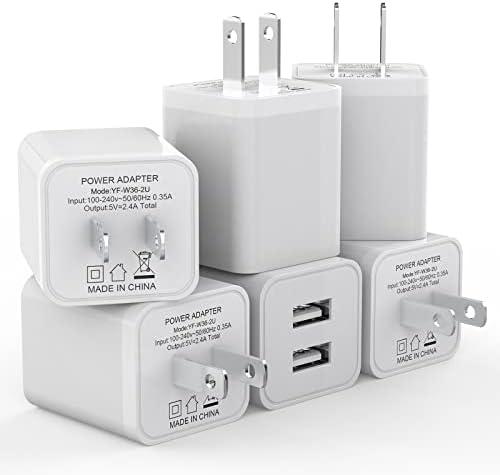 4Pack USB Wall Charger, iGENJUN 2.4A Phone Charger Dual USB Port Cube Power Plug Adapter Fast Wall Charger Block Compatible with iPhone 17/17 Pro/16/16 Pro, Samsung Galaxy, Pixel, LG, Android-White