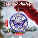 2 x Christmas Ornaments, Dodosky 2.8in Ceramic Butterfly Ornament, Xmas Decor, Christmas Tree Ornaments, Xmas Decorations for Tree, Holiday Ornament, Gifts for Butterfly Lovers, Gifts for Women, Mom