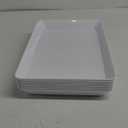 8 Pack, 16" x 11" Large White Serving Trays Set - Reusable Plastic Serving Platters for Cookie, Appetizer, Charcuterie, Snack, Dessert, Party Food Display - Stackable Kitchen CounterTop Tray, BPA Free