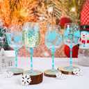 4 Pcs Snowflakes Winter Party Stemmed Wine Glasses Hand Painted Drinking Cup Wine Glasses Gifts for Birthday Theme Holiday Party Supplies