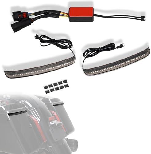 WOWTK LED Saddlebag Run/Brake/Turn Siganl Lamp Lights for Harley Touring 2014-2023,for CVO Road Glide Road King Street Glide Electra Glide Revival Ultra Limited,Smoke lens