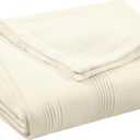 Ivory 100% Cotton Twin Size Blanket | Super Soft Breathable Lightweight Throw | All-Season Knit | Luxury Hotel Style | Easy Care