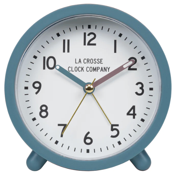 La Crosse Clock Co. 4.4" Analog Quartz Alarm Clock - Teal