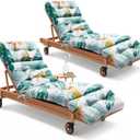 2 Pack Outdoor Chaise Lounge Chair Cushion 75.1 x 22.8 x 4.7 Inches 100% Waterproof Replacement Cotton Patio Pool Lounge Chair Cushion for Outdoor Furniture with Ties,Yellow-Green Leaf