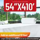 Plastic Table Cloth, 410 Ft X 54 in Disposable Tablecloth White Plastic Tablecloth with Any Cut Sliding Cutters Premium Table Cover Roll for Picnics, Parties, Birthdays, Weddings Weddings