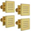 Shower Body Spray Jets, Bostingner Brass Square Shower Body Sprayer Spa Massage Showerhead Wall Mount Nozzles NPT 1/ 2”-4PCS (Brushed Gold)