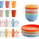 IKEA BPA Free Plastic Kids Tableware set -  Bowl, Plate, Cup and Cutlery - Pastel Colours