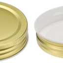 uxcell 25pcs Stainless Steel Mason Jar Lids with Straw Hole, 70mm Metal Canning Lid Mason Storage Covers Caps with Silicone Ring/Straws/Cleaning Brush Gold