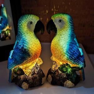 PMS Solar Garden Statue 2 Pack Parrot Figurine Resin Lights for Garden Pathway Patio Yard Lawn Outdoor Deco Gifts