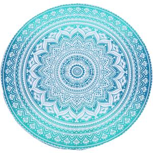RAJRANG Small Round Tapestry for Picnic and Camping Cotton Ombre Mandala Tablecloth Yoga Mat Beach Circular Tapestries - 48 Inch - Sea Green