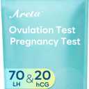 Areta Ovulation & Pregnancy Test Strips: 70 Ovulation Strips & 20 Pregnancy Tests Combo Kit | Accurate at-Home Fertility Tracker | Highly Sensitive Early Pregnancy Detection | 70 LH + 20 HCG