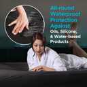 Extreme Waterproof Fitted Sheet, King, Full-Coverage Sides, 14'' Deep Pocket, Black Mattress Protector for Massage Oil, Water & Silicone Products, Stain-Proof, Noiseless, Hypoallergenic