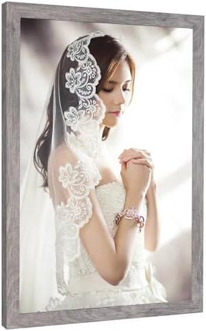 JDZIVTOP 22x28 Frame Distressed Gray, Rustic 28x22 Picture Frame Grey, Art Pic Poster Frame, 22 by 28 Gallery Family Concert Portrait Photo Frame Anniversary/Birthday/Wedding/Thank you/Christmas Gift