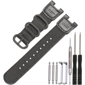 SGW100 Series Nylon Leather Strap Compatible with Casio SGW-100 GW-3500B PAS-400B PAW1300 Men's Sport Watch Band 24mm Replacement Bracelet (Black Black Buckle)