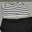 Tempt Me Women Bandeau Bikini Set Strapless High Waisted Two Piece Swimsuit Longline Bathing Suits (X-Large, Striped and Black)