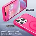Newfuture Magnetic for iPhone 15 Pro Case [Compatible with Magsafe] [Military Grade Drop Protection] Translucent Matte Anti-Fingerprint Shockproof Phone Case for iPhone 15 Pro 6.1 inch, Hot Pink