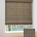 Cordless Bamboo Roman Shades w/Valance, 35.5" W × 64" H, BDP-Driftwood