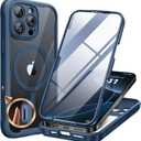Miracase Magnetic for iPhone 16 Pro Case Full-Body Phone with Built-in Glass Screen Protector, [Compatible with MagSafe] Military Drop Proof 16 Pro Cover Bumper 6.3 inch, Blue