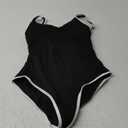 BMJL Women's One Piece Swimsuit Sports Adjustable Strap Bathing Suit Color Block Ribbed High Cut Swimsuits (Medium, Black029)